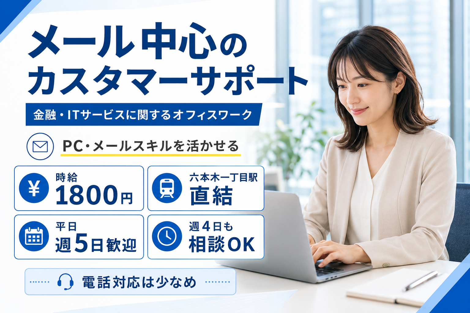 コールセンター・テレオペ（受信）(メール中心のカスタマーサポート)