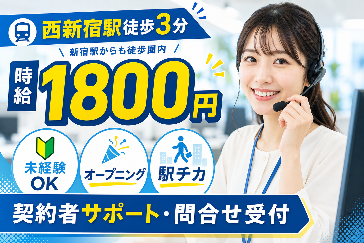 コールセンター・テレオペ（受信）(西新宿｜契約者サポートの問合せ受付・事務｜オープニング募集)