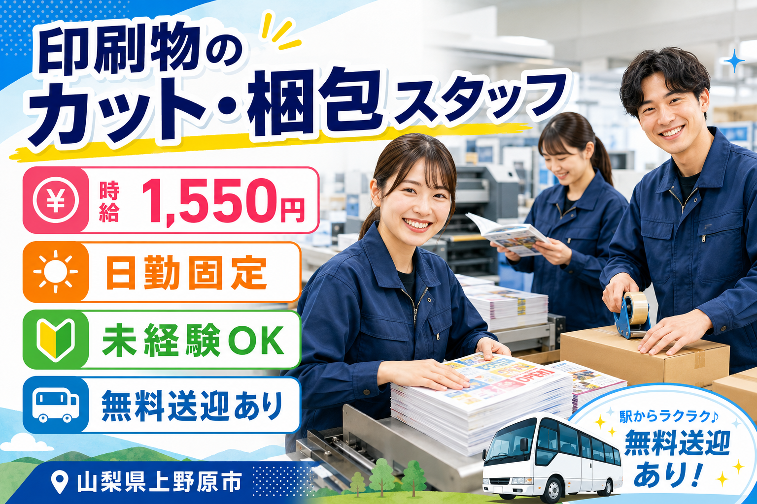 軽作業(印刷物のカット・梱包スタッフ)