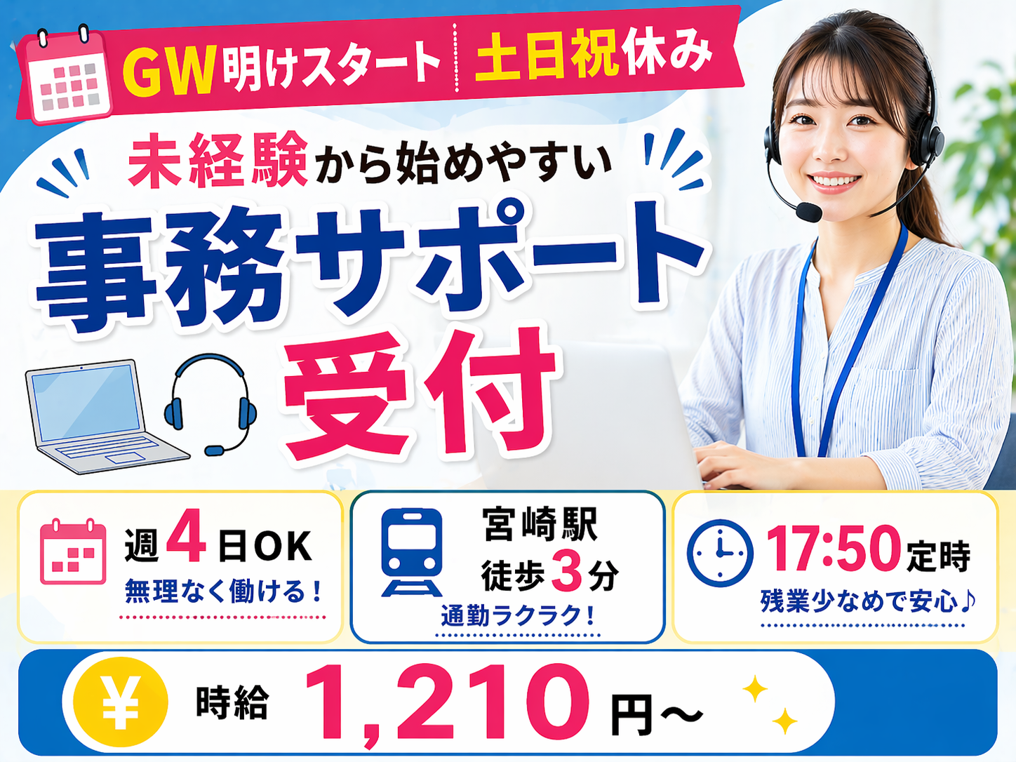 コールセンター・テレオペ（受信）(インターネット回線に関する事務サポート業務)