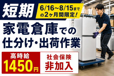 ピッキング（検品・梱包・仕分け）(家電倉庫スタッフ)