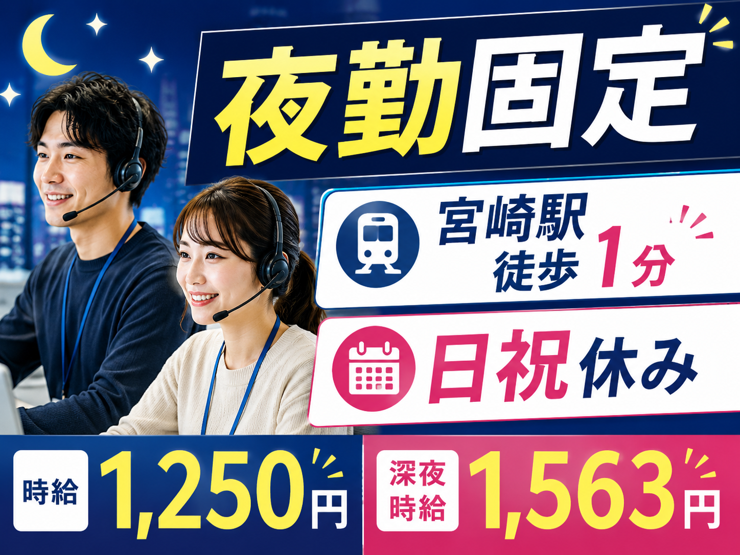 コールセンター・テレオペ（受信）(夜勤の問合せ受付スタッフ)