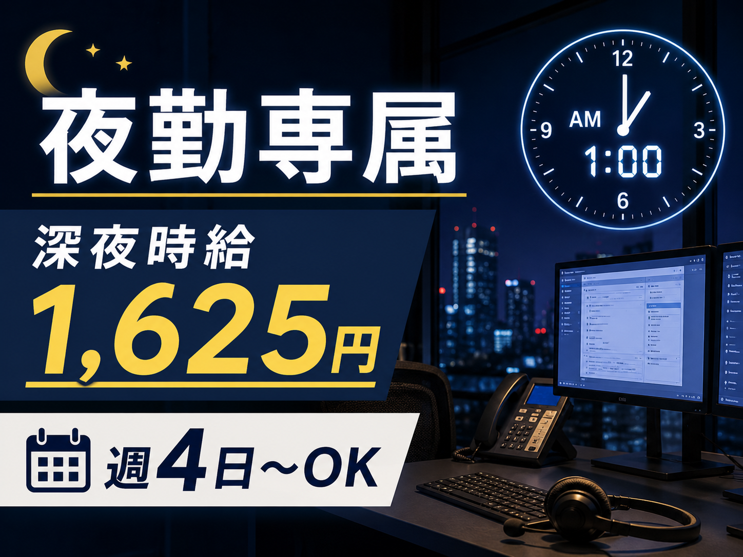コールセンター・テレオペ（受信）(夜間アルコールチェック受付)
