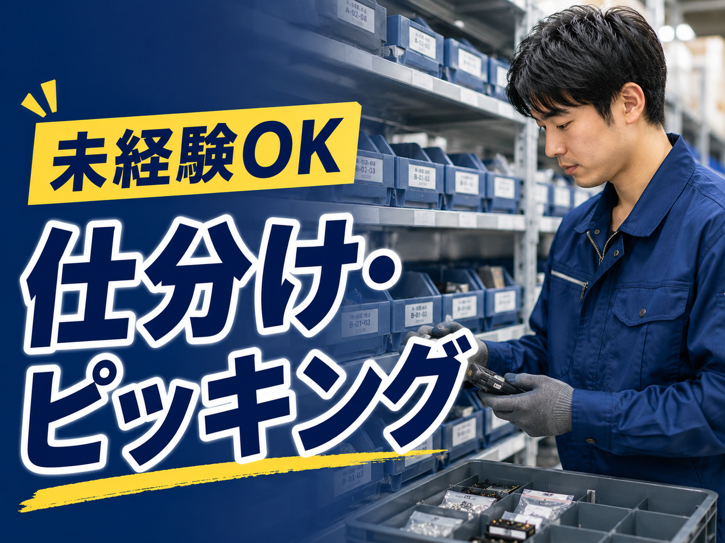 倉庫管理・入出荷(半導体部品の仕分け・出荷準備)