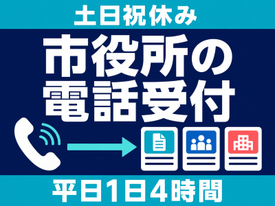 コールセンター・テレオペ（受信）(市役所への電話を担当課につなぐ受付とデータ入力)