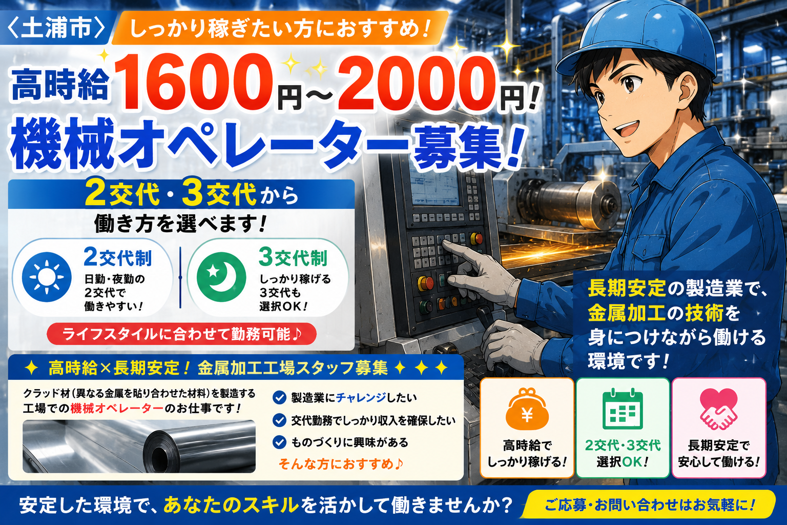 機械オペレーション（汎用・NC等）(土浦市/交代/土日休み/機械OP/長期)