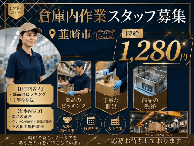 ピッキング（検品・梱包・仕分け）(梱包・入出庫・洗浄)