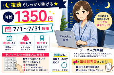 データ入力(数字の入力/夜勤/週3～/希望休◎)