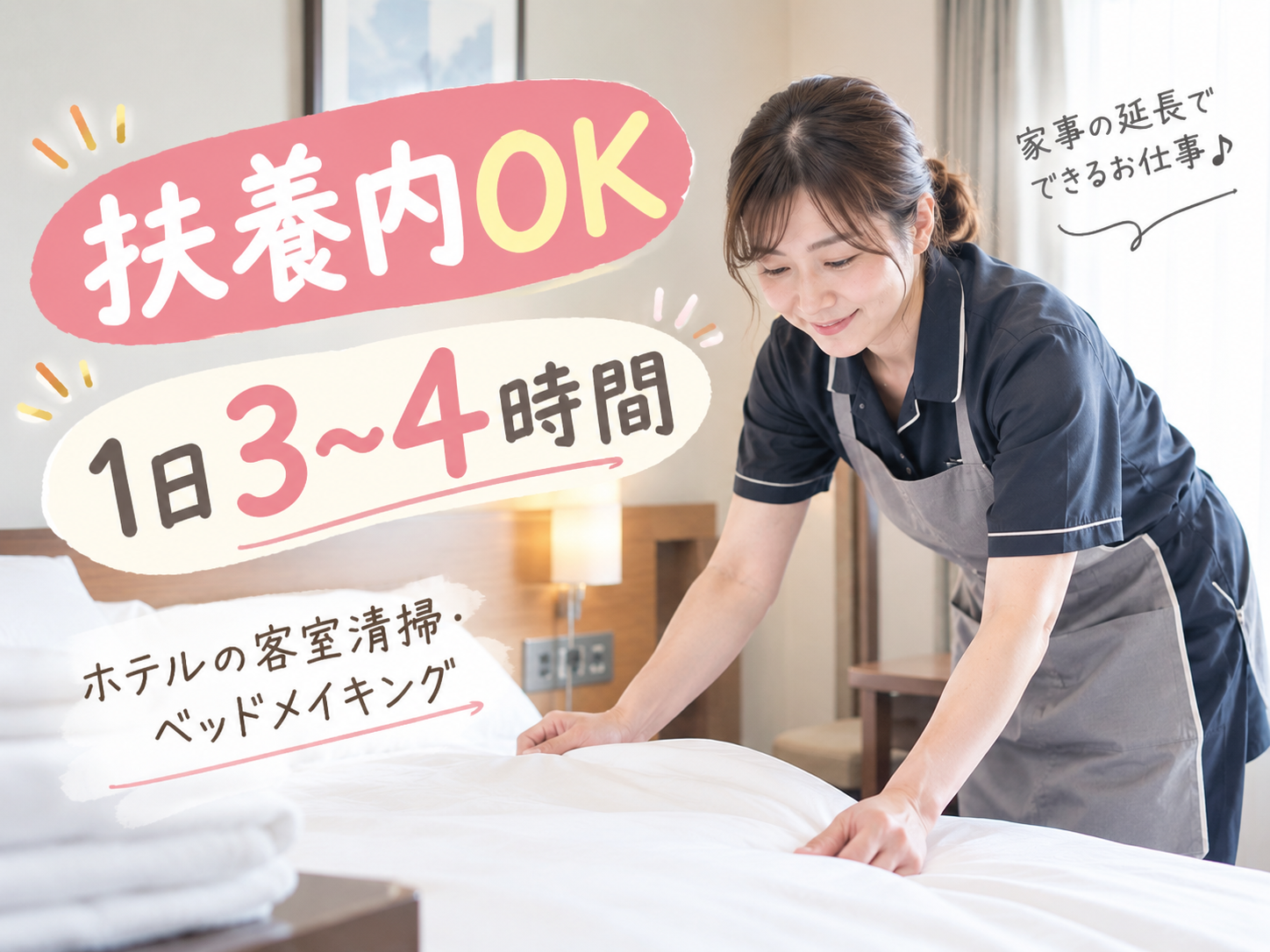 清掃スタッフ(客室清掃｜扶養内｜時短4時間)