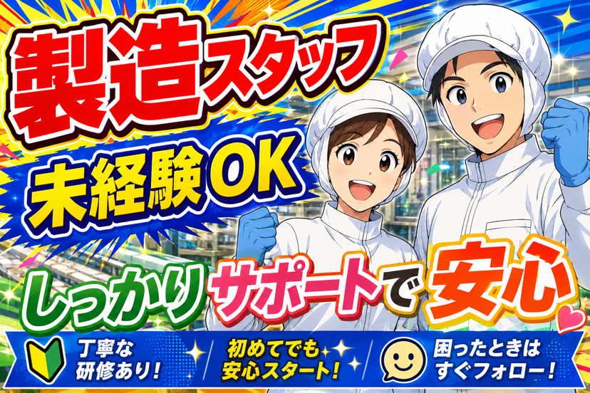 食品製造スタッフ(順次開始OK/大量募集/未経験大歓迎/固定勤務)